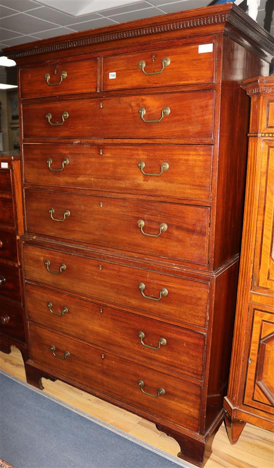 George III mahogany secretaire chest, W112cm